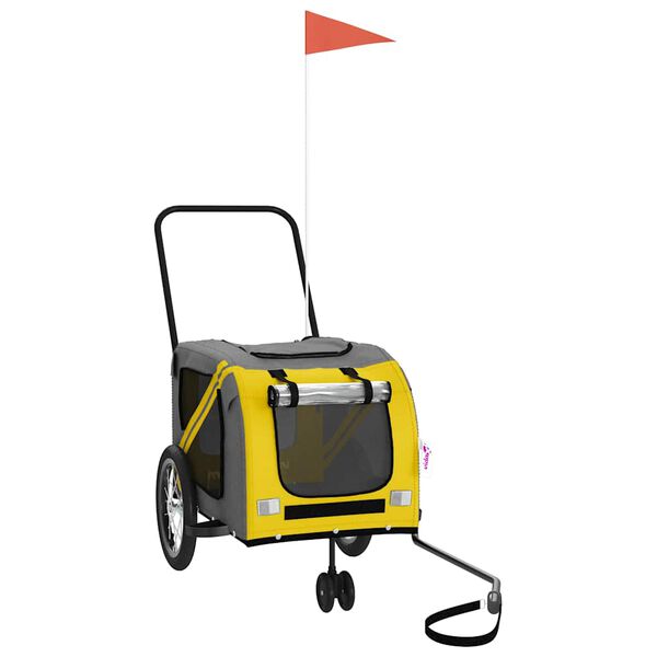 vidaXL Cykelvagn f&ouml;r djur gul och gr&aring; oxfordtyg och j&auml;rn