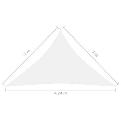 vidaXL Solsegel oxfordtyg trekantigt 3x3x4,24 m vit