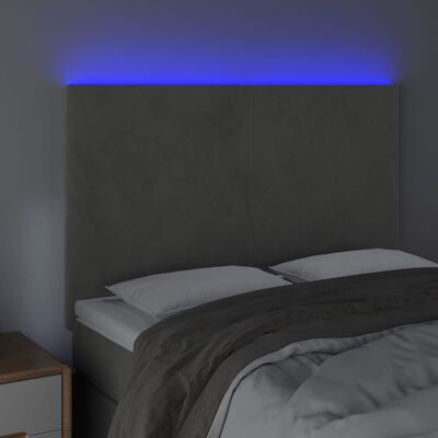vidaXL Sänggavel LED ljusgrå 144x5x118/128 cm sammet