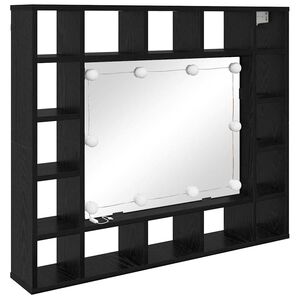 vidaXL Spegelsk&aring;p med hylla Svart Ek 91 x 15 x 76,5 cm Konstruerat tr&auml;
