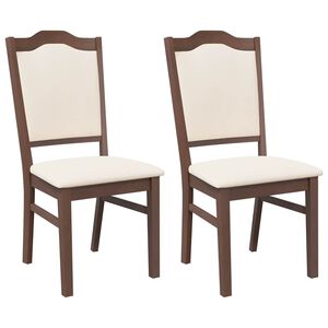 vidaXL Matstolar med dynor 2 st, brunt massivt tr&auml; gummi