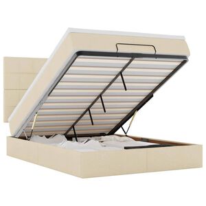 vidaXL Ottoman s&auml;ngram med madrass gr&auml;ddvit 140x190 cm tyg