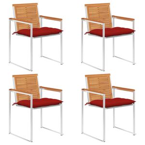 vidaXL Tr&auml;dg&aring;rdsstolar med dynor 4 st massivt akaciatr&auml;