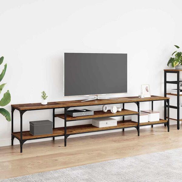 vidaXL TV-sk&aring;p Gammalt tr&auml; 201 x 35 x 45 cm Konstruerat tr&auml; och j&auml;rn