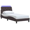 vidaXL Bed Frame with LED without Mattress Dark Brown 90x200 cm Fabric