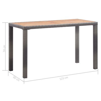 vidaXL Trädgårdsbord antracit och brun 123x60x74 cm massivt akaciaträ