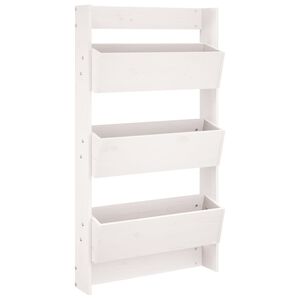 vidaXL Odlingsl&aring;da f&ouml;r v&auml;gg 3 niv&aring;er 60x18,5x110 cm vit massiv furu
