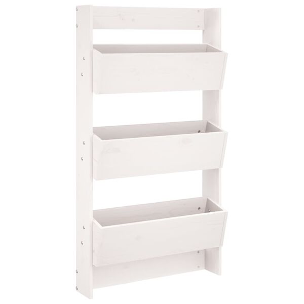vidaXL Odlingsl&aring;da f&ouml;r v&auml;gg 3 niv&aring;er 60x18,5x110 cm vit massiv furu