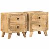 vidaXL S&auml;ngbord 2 st 40x32x46 cm massivt tr&auml; grov mango