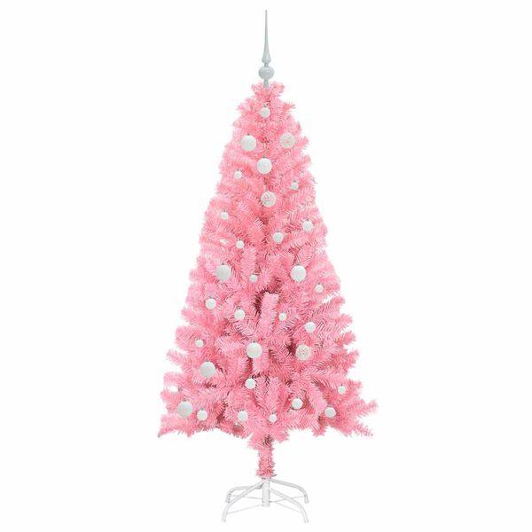 vidaXL Julgran med 150 LED-lampor med stativ Rosa 150 cm PVC