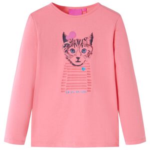 vidaXL T-shirt med l&aring;nga &auml;rmar f&ouml;r barn rosa 104