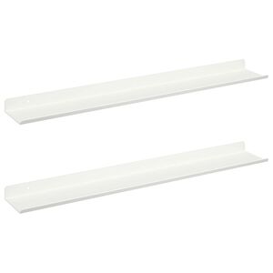 vidaXL Flytande hylla 2 st Vit 60 x 8,5 x 2,5 cm St&aring;l