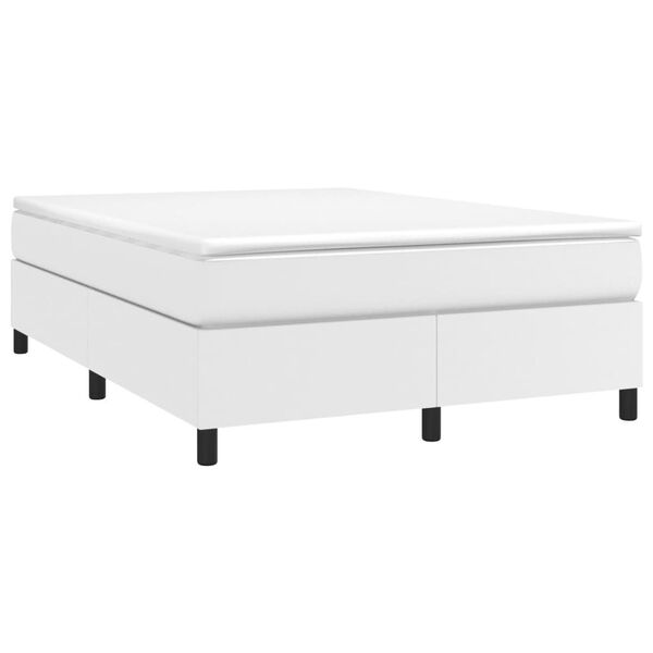 vidaXL Boxspring-s&auml;ngram vit 140x200 cm konstl&auml;der