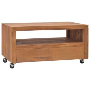 vidaXL TV-b&auml;nk med hjul 80x50x42 cm massiv teak