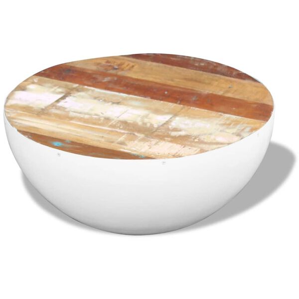 vidaXL Skålformat soffbord återvunnet massivt trä 60x60x30 cm