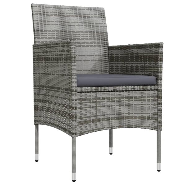 vidaXL Matgrupp f&ouml;r tr&auml;dg&aring;rden med dynor 7 delar gr&aring; och svart