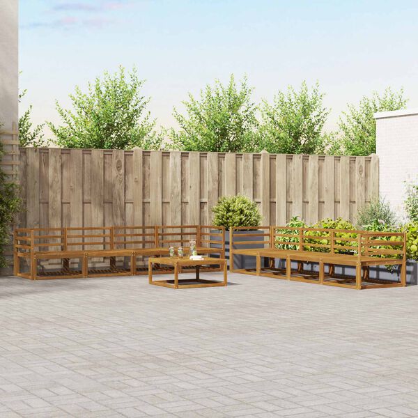 vidaXL Utomhussoffset med kudde 9 pcs Naturlig och Gr&auml;dde