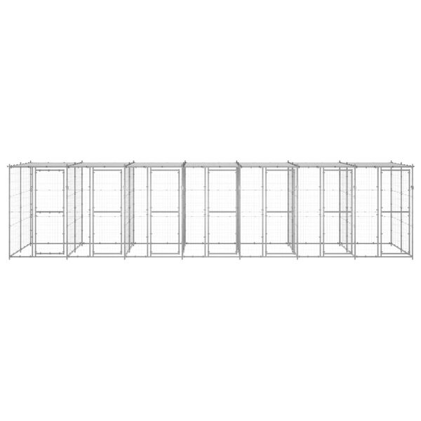 vidaXL Hundg&aring;rd f&ouml;r utomhusbruk galvaniserat st&aring;l med tak 16,94 m&sup2;