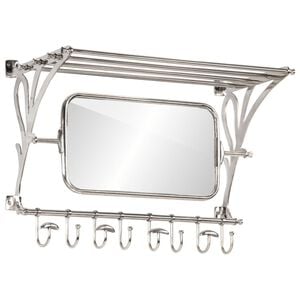 vidaXL Bagagehylla med kl&auml;dh&auml;ngare & spegel v&auml;ggmonterad aluminium