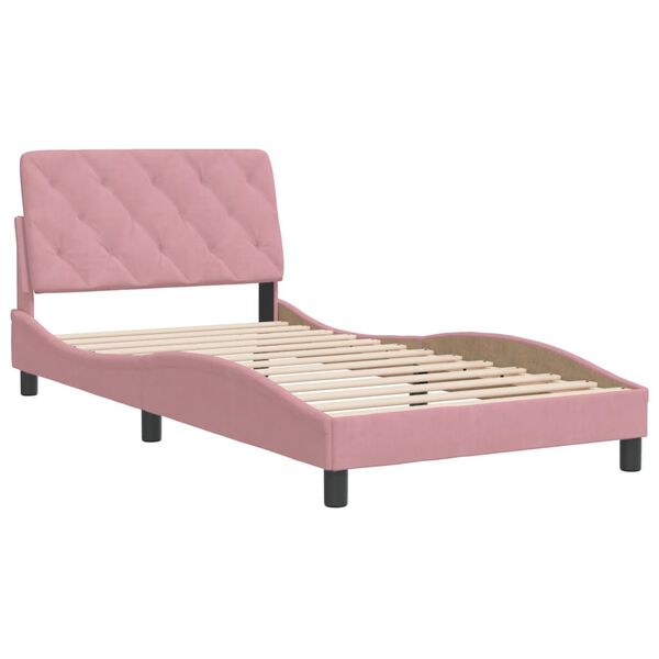 vidaXL Bed Frame without Mattress Pink 100x200 cm Velvet