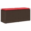 vidaXL Tr&auml;dg&aring;rdsb&auml;nk med dyna brun 110x40x44 cm konstrotting