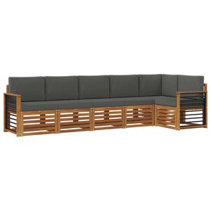 vidaXL Sektionsoffgrupp 6 pcs Naturlig och Antracit Massivt Akaciatr&auml;