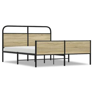 vidaXL S&auml;ngram utan madrass metall sonoma-ek 150x200 cm
