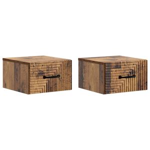 vidaXL V&auml;ggmonterat S&auml;ngbord 2 pcs Gammalt tr&auml; 34,5 x 33 x 20 cm