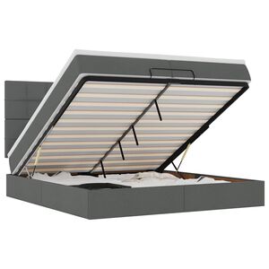 vidaXL Ottoman s&auml;ngram med madrasser m&ouml;rkgr&aring; 200x200 cm tyg