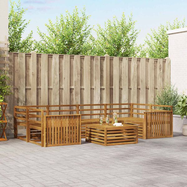 vidaXL Utomhussoffset 7 pcs Naturf&auml;rg Massivt Akaciatr&auml;