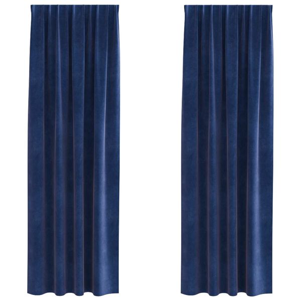 vidaXL M&ouml;rkl&auml;ggningsgardiner 2 pcs M&ouml;rkbl&aring; 140 x 225 cm Sammet