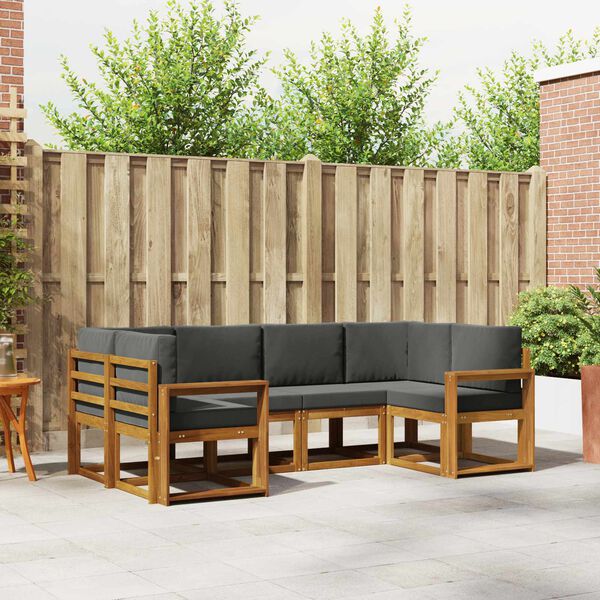 vidaXL Utomhussoffset med kudde 6 pcs Naturlig och Antracit