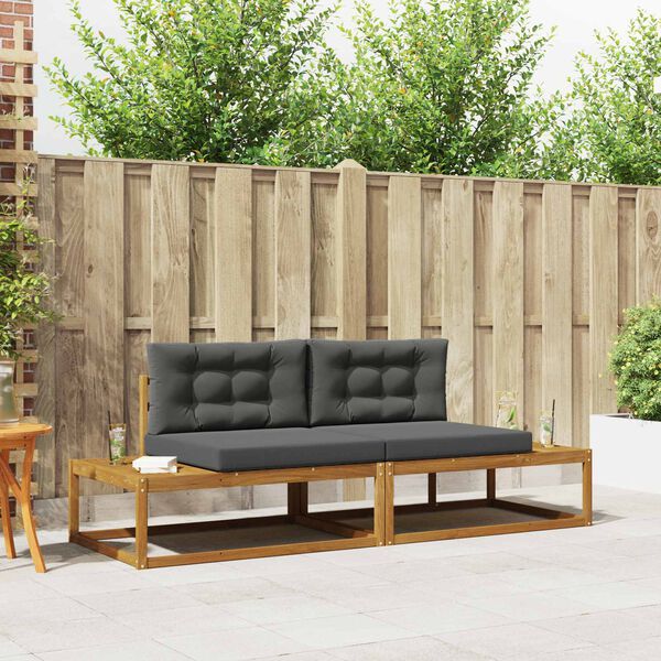 vidaXL Utomhussoffset med kudde 2 Stycke Naturlig och Antracit