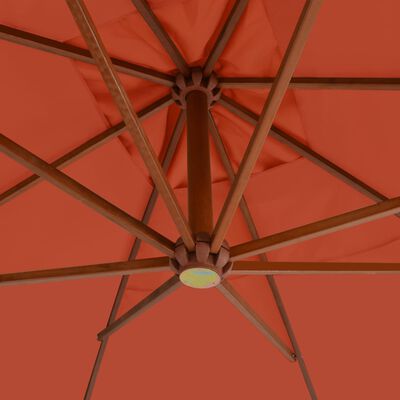 vidaXL Frihängande parasoll med trästång 400x300 cm terrakotta