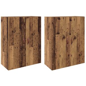 vidaXL V&auml;ggmonterat sk&aring;p 2 pcs Gammalt tr&auml; 69,5 x 34 x 90 cm