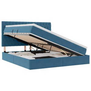 vidaXL F&ouml;rvaringss&auml;ng med madrass M&ouml;rkbl&aring; 160 x 200 cm Sammet