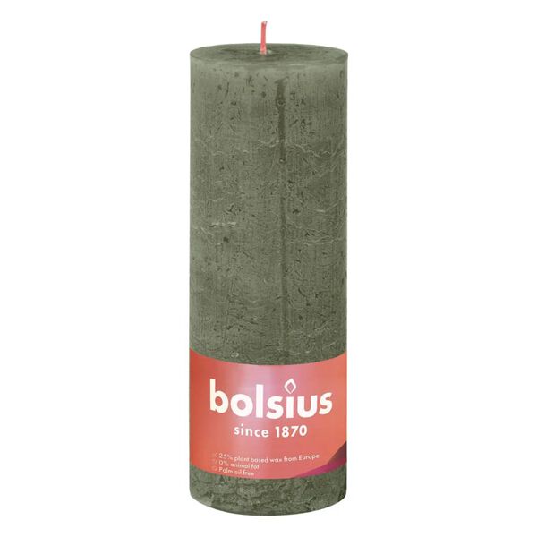 Bolsius Rustika blockljus 4-pack 190x68 mm olivgr&ouml;n