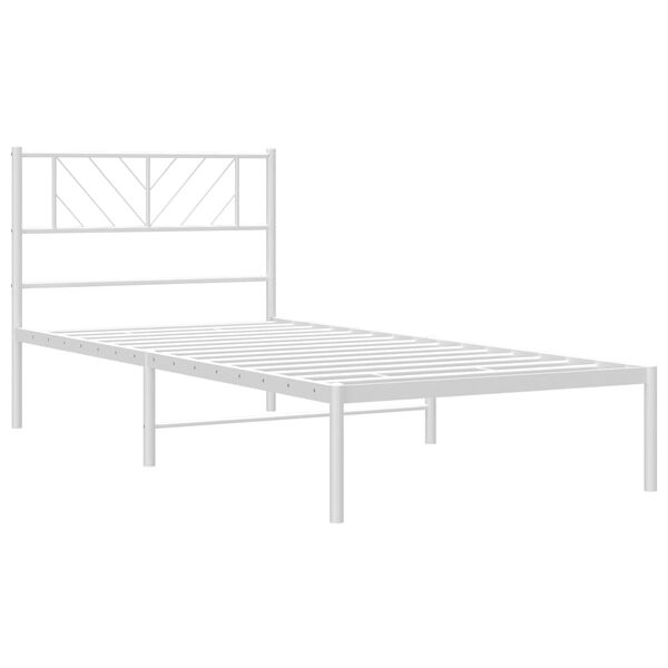 vidaXL Sängram utan madrass med huvudgavel metall vit 75x190 cm