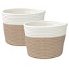 vidaXL F&ouml;rvaringskorgar 2 st brun och vit &Oslash;24x18 cm bomull