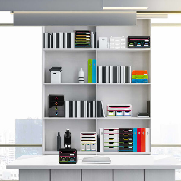 Exacompta Dokumentfack set Black Office med 3 l&aring;dor svart