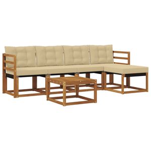vidaXL Utomhussoffset med kudde 6 pcs Naturlig och Beige