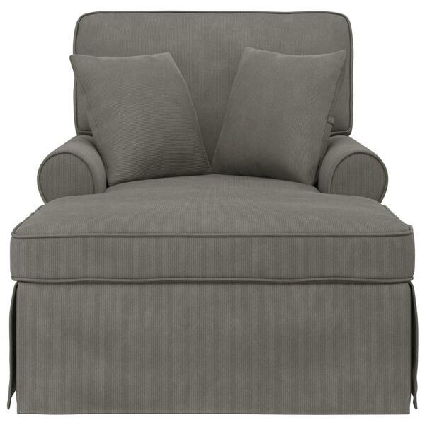 vidaXL Chaise Lounge med Kjol Ljusgr&aring; 91 x 157 x 91 cm Ribbad Tyg