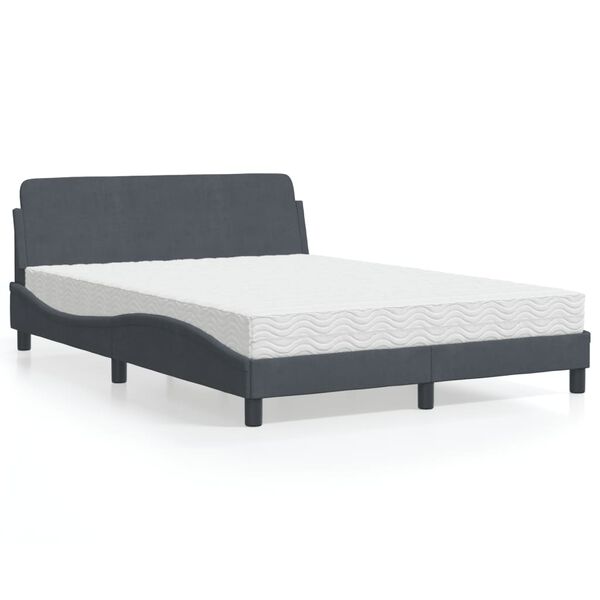 vidaXL Bed with Mattress "Dover" Dark Grey 140x200 cm Velvet