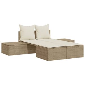 vidaXL Dubbel sols&auml;ng med dynor beige konstrotting