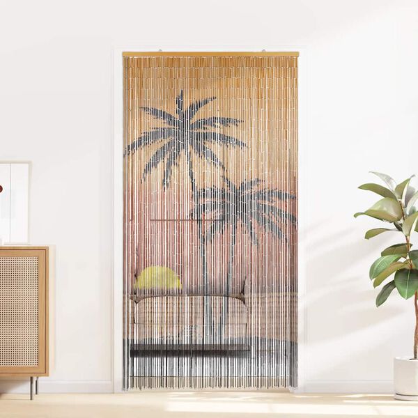 vidaXL Insektsdörrgardin palmtryck 90x220 cm bambu