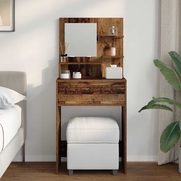 vidaXL S&auml;ngrum Smyckesbord med l&aring;da Gammalt tr&auml; 80 x 39,6 x 135 cm