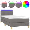 vidaXL Rams&auml;ng med madrass & LED m&ouml;rkgr&aring; 100x200 cm tyg