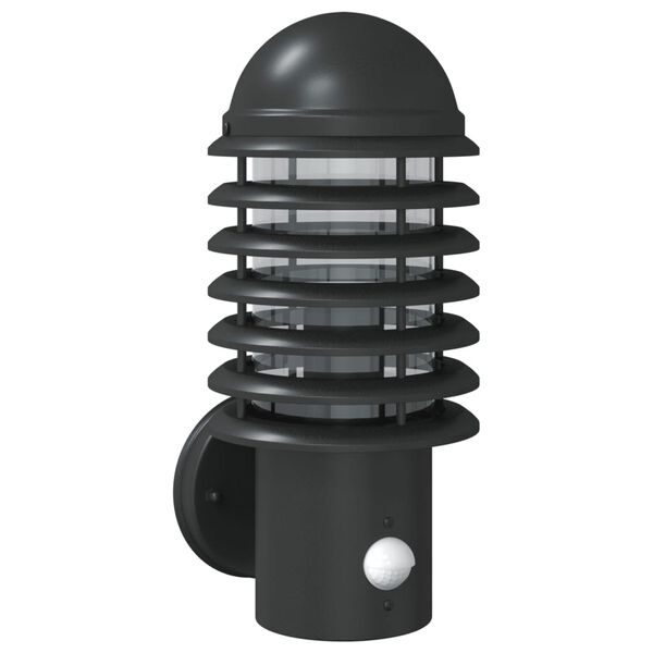 vidaXL Utomhusvägglampa med sensor svart rostfritt stål