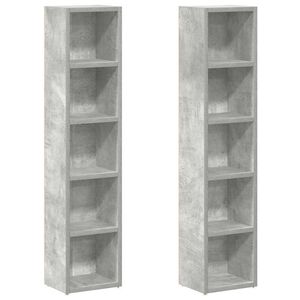 vidaXL CD-hyllor 2 st betonggr&aring; 21x16x93,5 cm sp&aring;nskiva