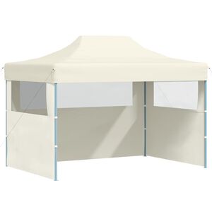 vidaXL Hopf&auml;llbart partyt&auml;lt med 3 sidov&auml;ggar 3x4 m st&aring;l gr&auml;ddvit